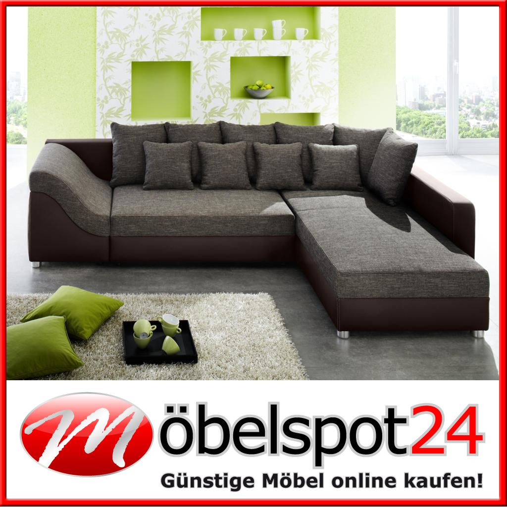 SPITZECKE ECKSOFA SOFA COUCH SCHLAFSOFA COUCHGARNITUR BLACK JACK BRAUN