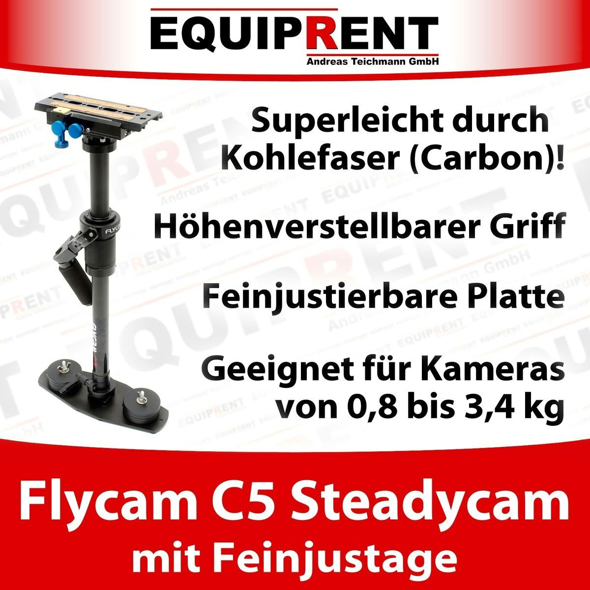 Flycam C5 feinjustierbare Carbon Steadycam/Schwebestativ / 0,8 bis 3,4