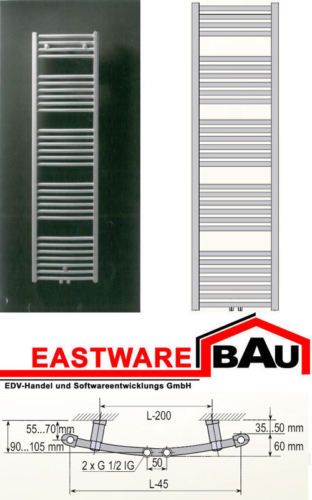 Badheizkörper Mittelanschluß 1672x595mm weiss 1126 Watt