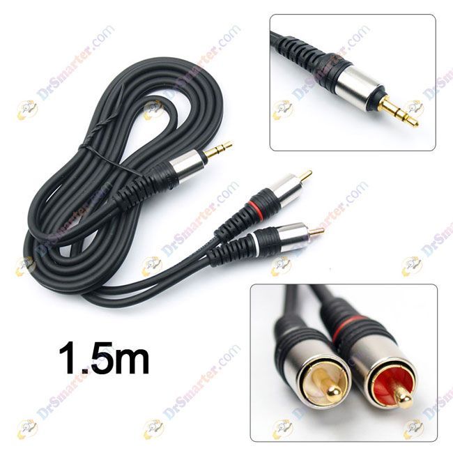 5m Choseal QC 597 Vergoldet 3,5mm Stecker auf 2 Cinch Stecker RCA