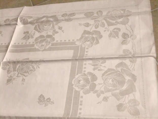 Leinen Damast Tafeltuch Tischtuch Rosen 130x125 Festliche Tafel Rein