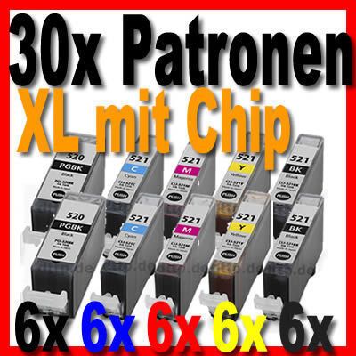 30x TINTE PATRONEN mit CHIP fuer CANON PIXMA MP540 MP550 MP560 MP620