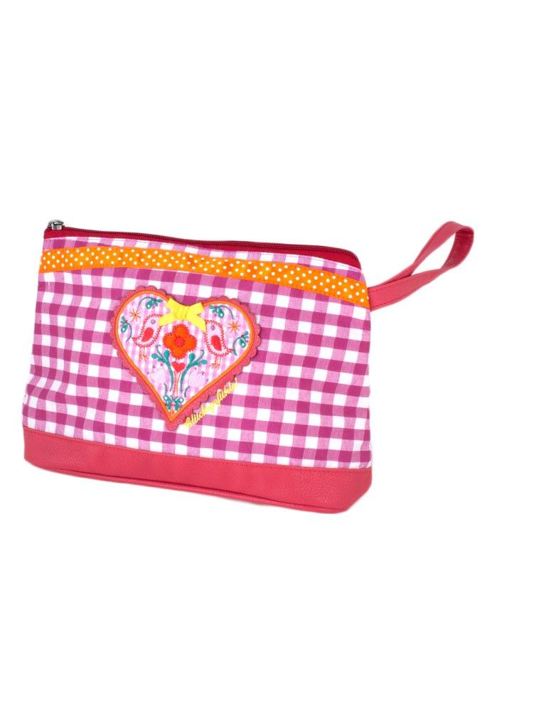 Adelheid Glücksgefühle Kulturbeutel Kosmetiktasche Clutch pink karo