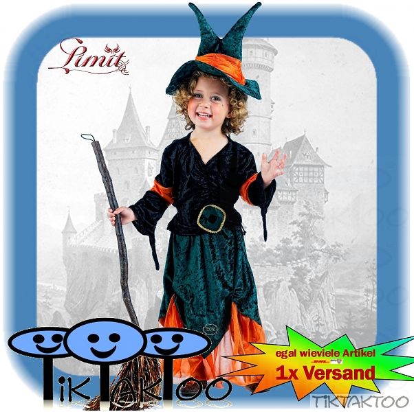 Hexenkostüm Zauberin KINDERKOSTÜM KLEINE HEXE Gr.104 FASCHING