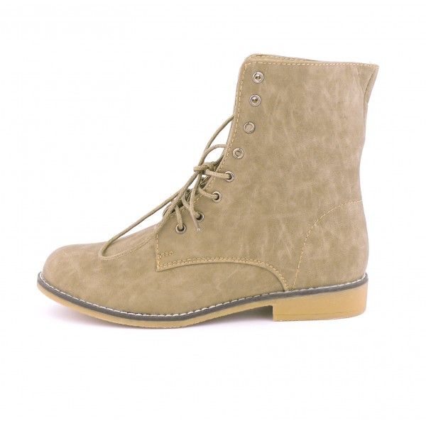 Stiefel Boots Damen Stiefeletten Damenschuhe khaki Trend Freizeit NEU