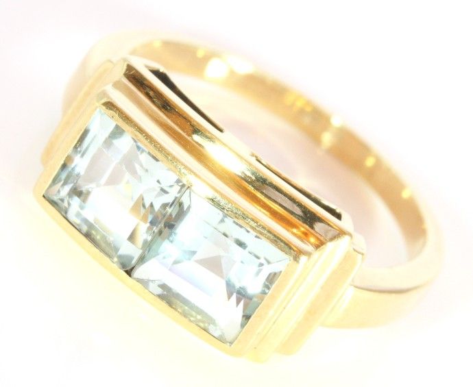 14kt 585 Damen Goldring Aquamarinring Aquamarin Gold Ring Gelbgold