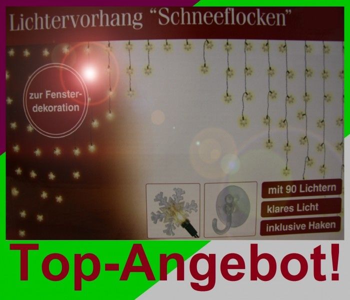 Lichtervorhang Lichterkette Weihnachtsdeko 90 Lampen