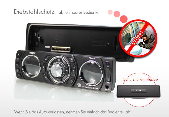 FM Autoradio TRISENS OHNE CD, USB+SD=64GB  WMA 4x60W Aux IN Datum