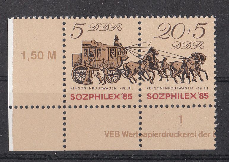 DDR 1985 ZD aus MiNr. 2965 + 2966 DV ** Sozphilex 1985 (SG664)