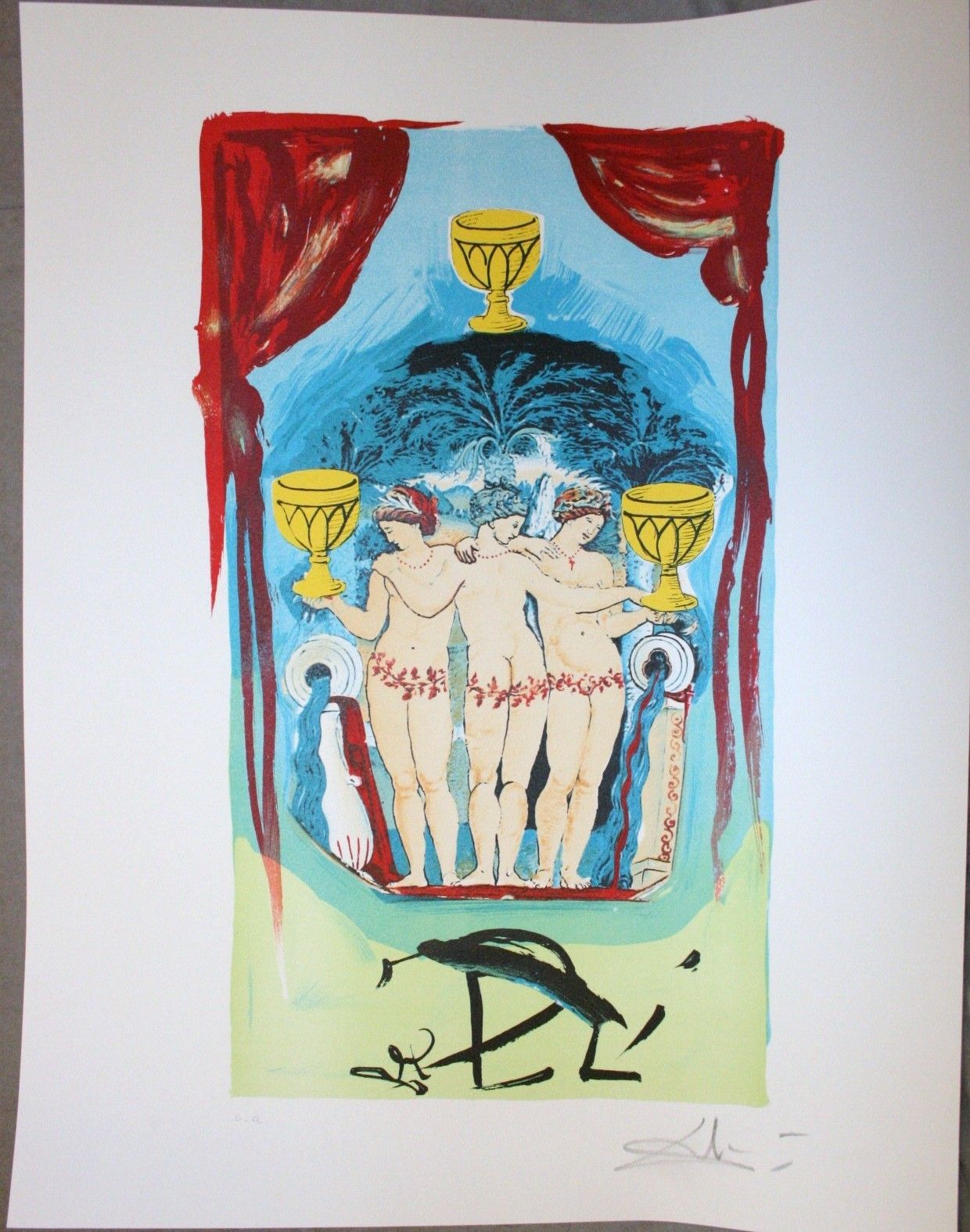 SALVADOR DALI ♦♦ lithographie TAROT♦ HANDSIGNIERT ♦SIGNED