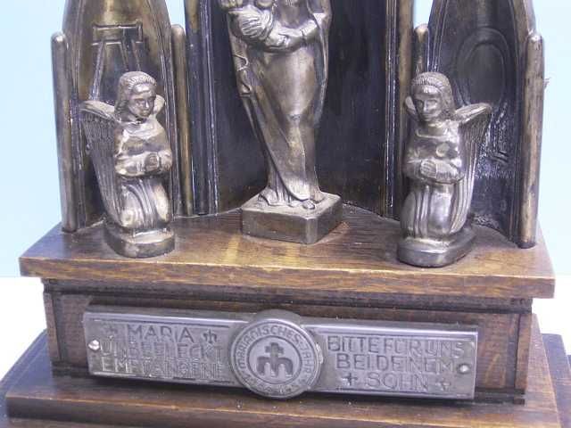 MARIANISCHES JAHR 1854 1954 HAUSALTAR mit SPIELUHR FA.Fr.WELTY