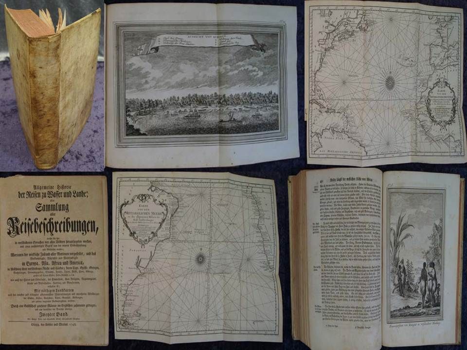 ATLAS REISEBESCHREIBUNG 46 BELLIN KUPFERSTICH KARTEN SCHWABE 1748 #