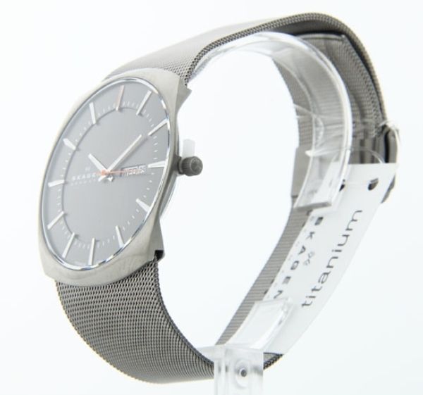 Mens Skagen SS Mesh Band 696XLTTM Day Date Titanium New Watch