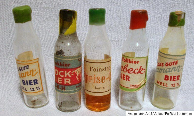 Konvolut Kaufladen Artikel Glas Flasche für Kaufmannsladen 1930