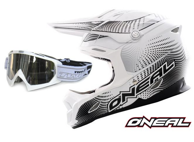 Oneal 712 Flyer Enduro MX Crosshelm weiss Gr. L + Race Brille weiss