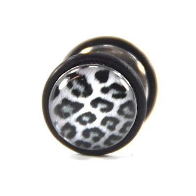 Fake Plug Ohrstecker LEOPARD weiß