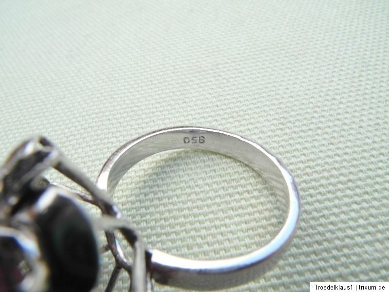 Hochwertiger Art Deko RUBIN, Silber Ring,,950 gestempelt,mittig