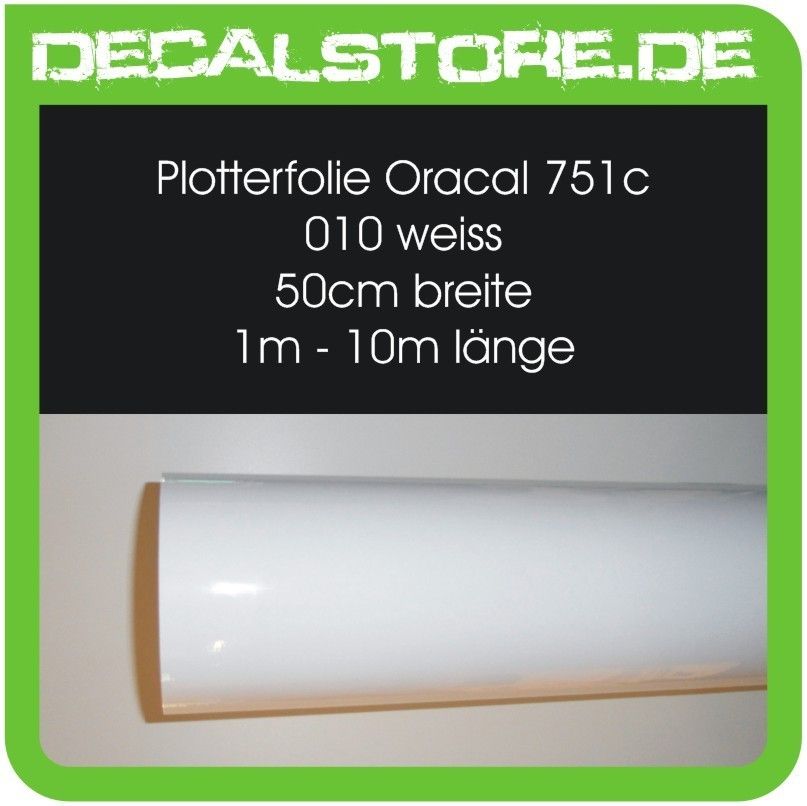 Plotterfolie / Klebefolie Oracal 751c 010 weiß / weiss Folie Auto