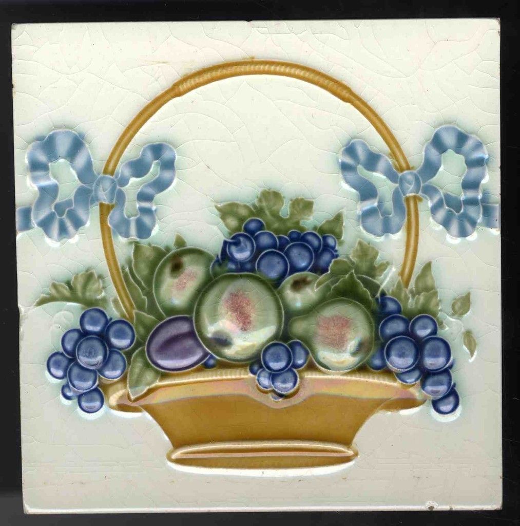 Jugendstil Kachel Fliese Obst Schale Weintrauben art nouveau tile