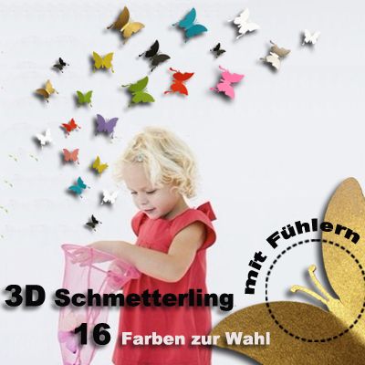 WANDTATTOO wall Wandstickers Wanddeko 3D SCHMETTERLINGE Butterfly