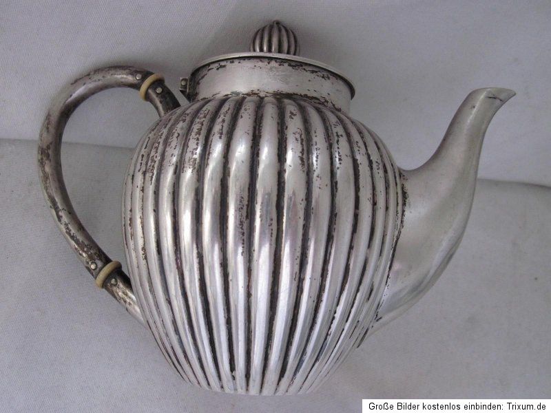 Wunderschöne seltene 800er Silber Tee Kanne