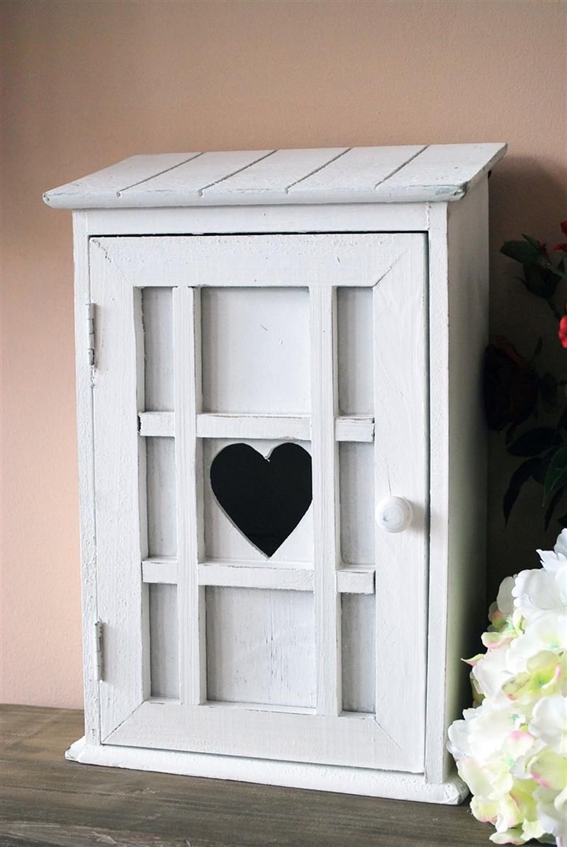 Schlüsselkasten Herz weiß shabby chic *752