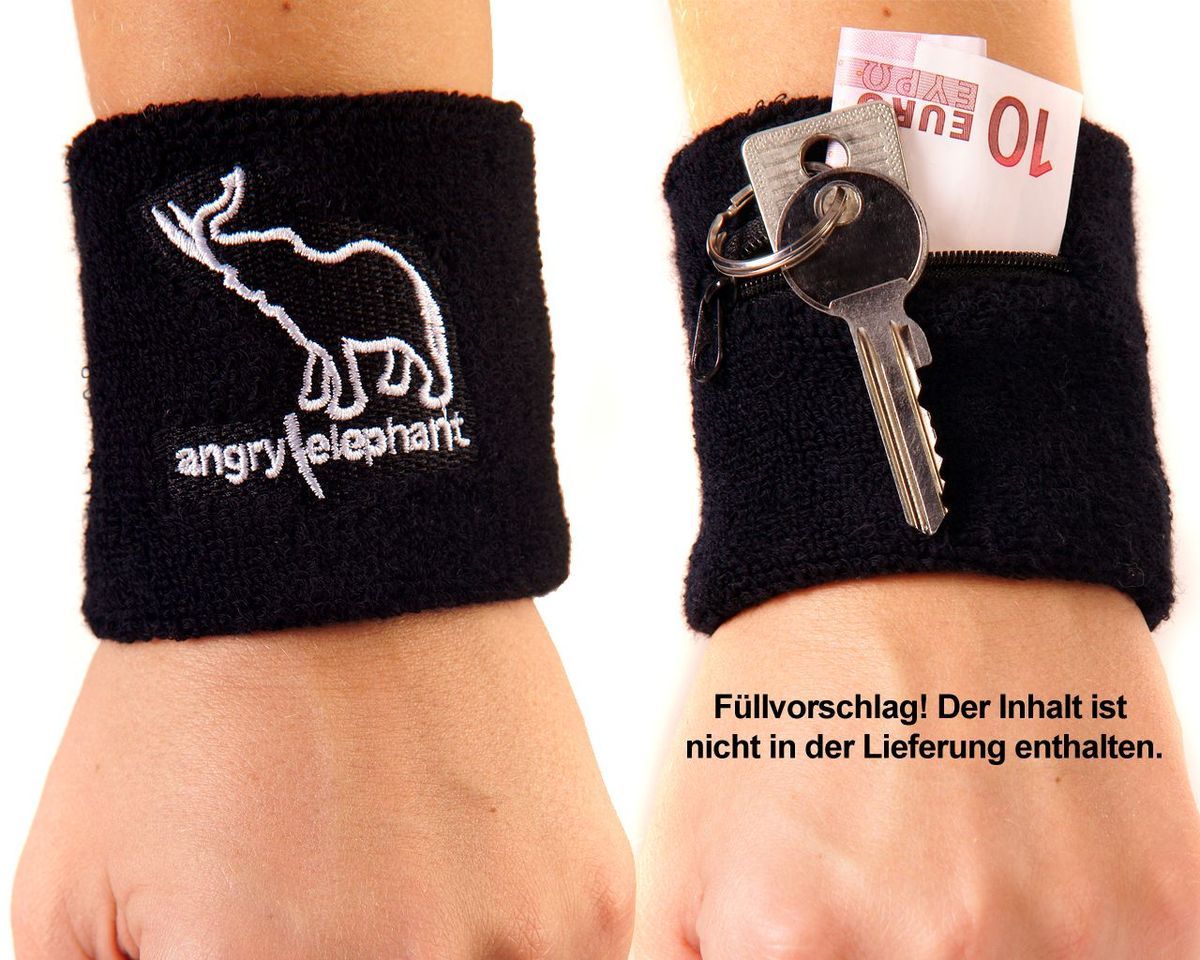 XL Schweißband mit Reißverschluss Tasche, Arm Schweiß Band Angry