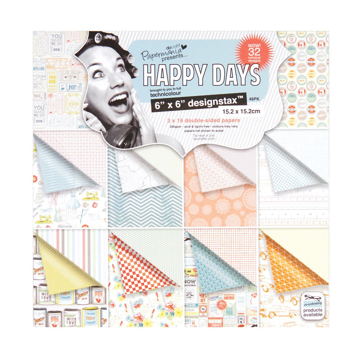 HAPPY DAYS ♥ 6x6 DESIGNSTAX PAPER PAD ♥ PAPERMANIA