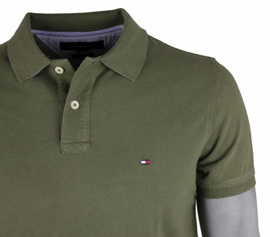 Tommy Hilfiger Polo Shirt uni oliv grün NEU Gr. S M L XL XXL