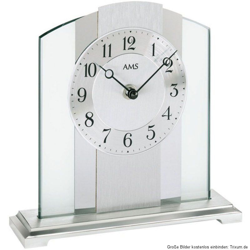 Markenuhr AMS Quarz Tischuhr Mineralglas Uhr Pendel Schiefer Aluminium