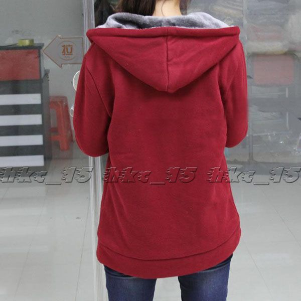 Zipper Hoodied Coat Outerwear Jacket Winter Thicken Fur Warm Casual