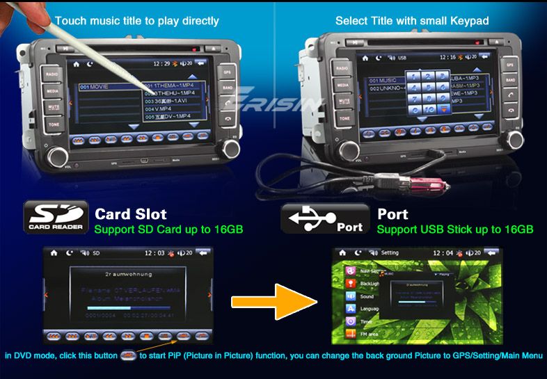 VW Autoradio & Navigation Navi mit DVB T USB SD iPod Bluetooth DUAL