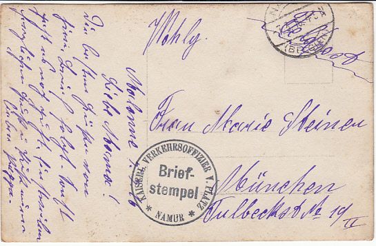 Orig. Foto AK Namur Belgien Str.   Bahn Feldpost Kaiserl