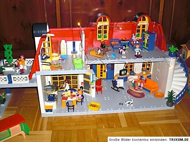 PLAYMOBIL HAUS GROSSES PLAYMOBILHAUS VOLL EINGERICHTET MIT ERWEITERUNG