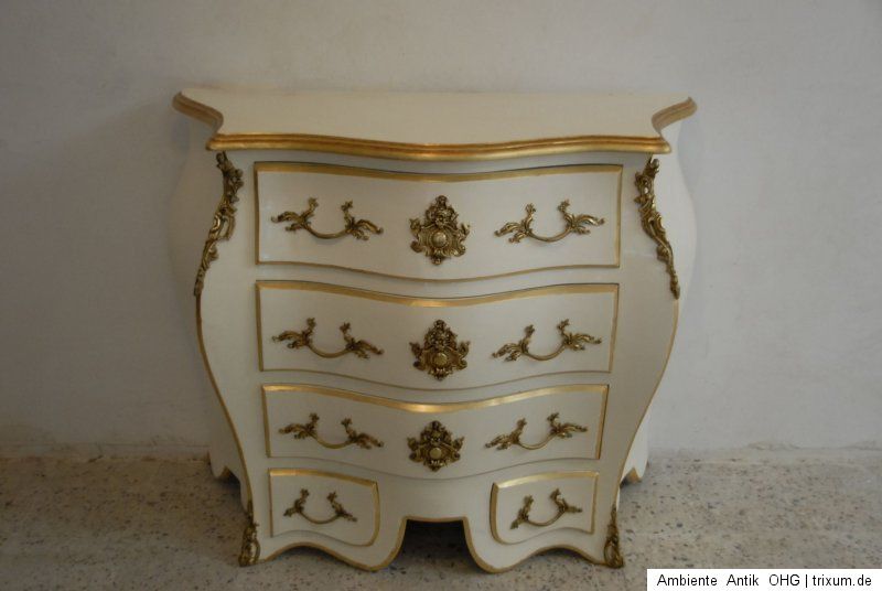 Kommode antik   Sideboard im edlen Barock Stil   weiß / gold