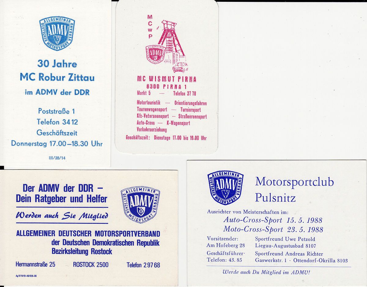 1984   1987 ADMV Motorsportclubs aus der DDR ( 827