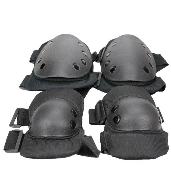 Skateboard Paintball Spots Protective Knee Elbow Pads Set Gear Black