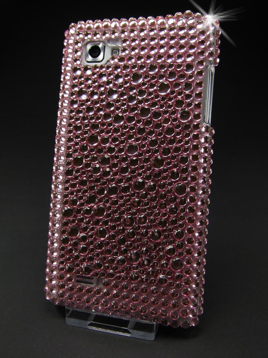 LG Optimus P880 4X HD Handyhülle Hülle Cover Case Strass Bling Rosa