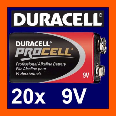 20x 9V Block Batterien MN1604 6LR61 DURACELL PROCELL°