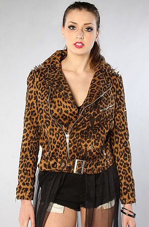 Karmaloop Unif The Studded Leopard Moto Jacket Leopard