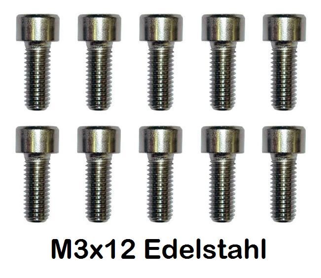 ZYLINDERKOPF INBUS SCHRAUBEN M3x12 MM EDELSTAHL DIN 912