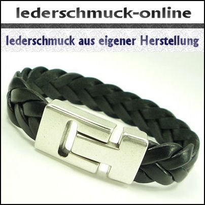 03T/ Damen & Herren Lederarmband geflochten schwarz