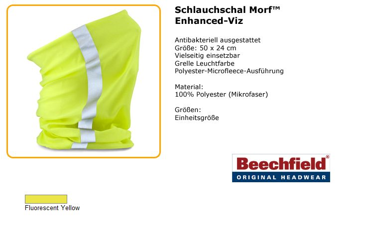 Beechfield Schlauchschal Morf Fleece Floureszierend