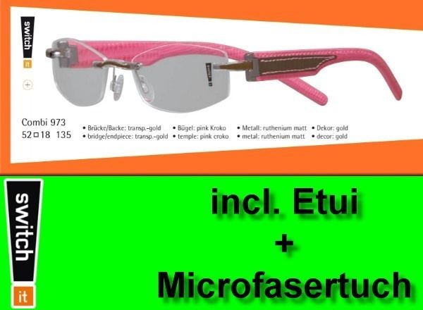 Switch it Combi 973 Kroko Leder Wechselbrille Garnitur Optiker Berlin